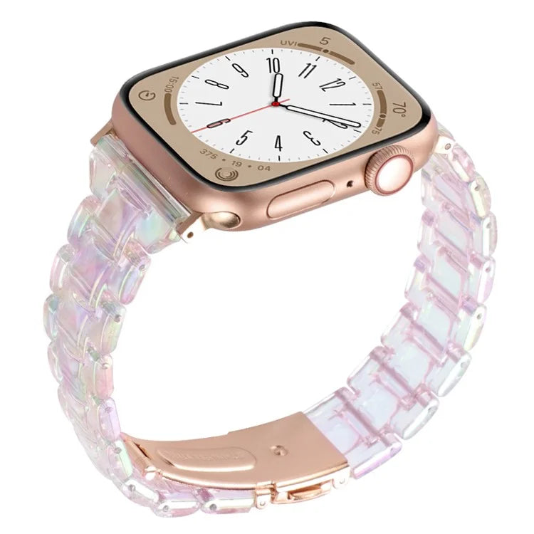 For Apple Watch Series 9 8 7 41mm / 6 5 4 SE (2023) SE (2022) SE 40mm / 3 2 1 38mm Resin Bands 3-Bead Watch Strap