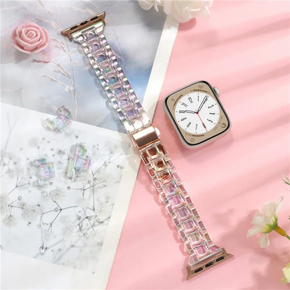 For Apple Watch Series 9 8 7 41mm / 6 5 4 SE (2023) SE (2022) SE 40mm / 3 2 1 38mm Resin Bands 3-Bead Watch Strap
