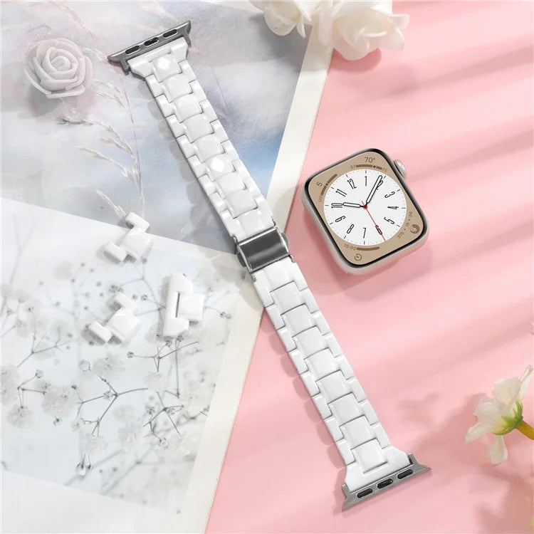 For Apple Watch Series 9 8 7 41mm / 6 5 4 SE (2023) SE (2022) SE 40mm / 3 2 1 38mm Resin Bands 3-Bead Watch Strap