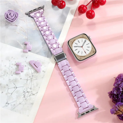 For Apple Watch Series 9 8 7 41mm / 6 5 4 SE (2023) SE (2022) SE 40mm / 3 2 1 38mm Resin Bands 3-Bead Watch Strap