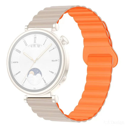 For Garmin Forerunner 265S / 255S / Venu 2S Silicone Watch Band 18mm Magnetic Wrist Strap / Orange