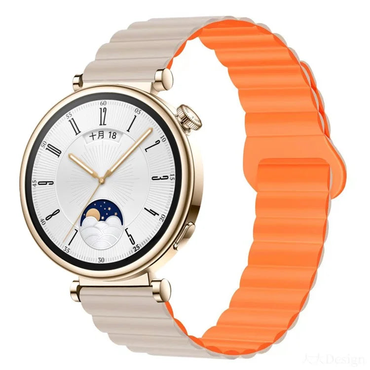 For Garmin Forerunner 265S / 255S / Venu 2S Silicone Watch Band 18mm Magnetic Wrist Strap / Orange