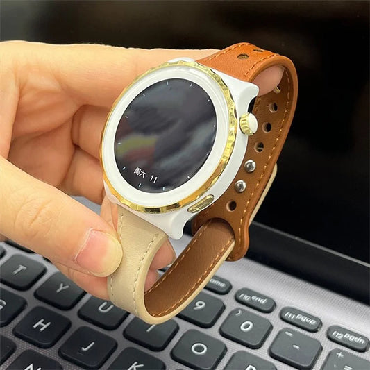 22mm Universal Replacement Wrist Band Soft Leather Watch Strap+Brown