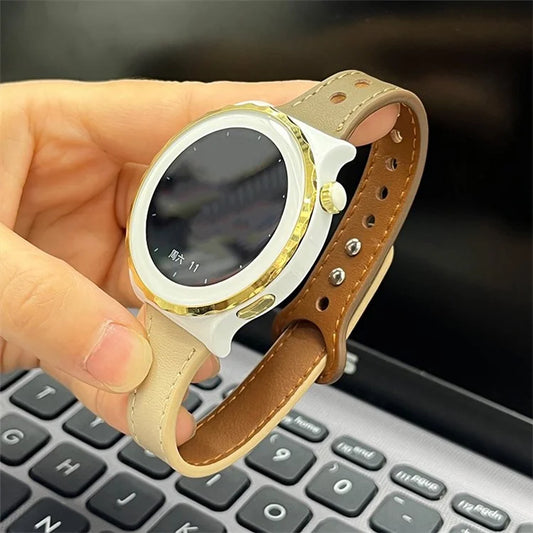 22mm Universal Replacement Wrist Band Soft Leather Watch Strap+Tan