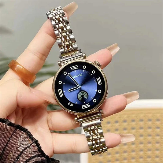 22mm Universal Watch Band Replacement Stainless Steel 7 Beads Strap+Rose Gold