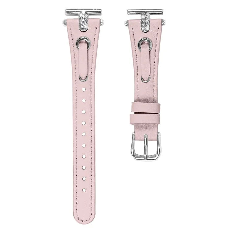 For GarminMove 3  /  Vivomove 3 Watchband Genuine Cow Leather T-belt Strap (Silver Connector)