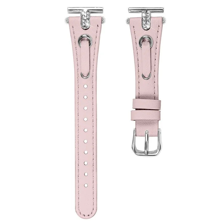 For Huami Amazfit Youth Edition 20mm Replacement Strap Genuine Cow Leather Silver Connector Watch Band