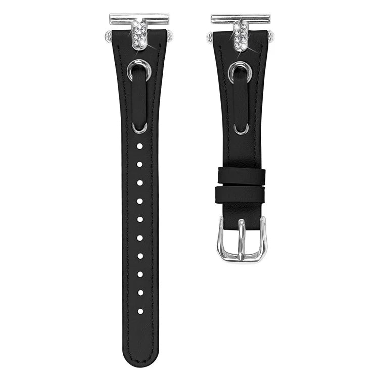 For Huami Amazfit Youth Edition 20mm Replacement Strap Genuine Cow Leather Silver Connector Watch Band
