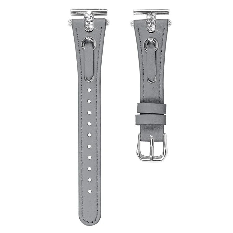 For Huami Amazfit Youth Edition 20mm Replacement Strap Genuine Cow Leather Silver Connector Watch Band