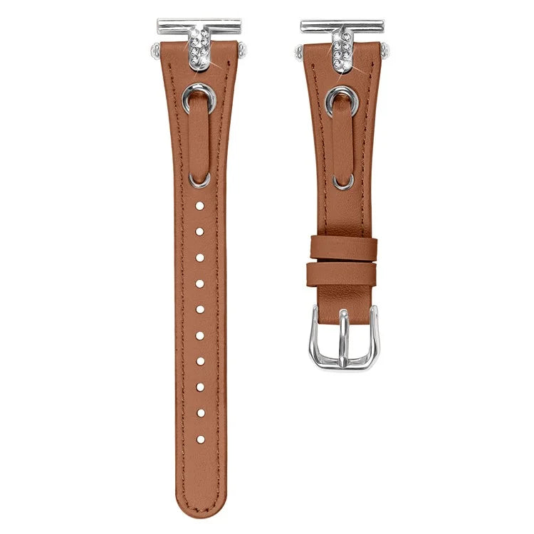 For Huami Amazfit Youth Edition 20mm Replacement Strap Genuine Cow Leather Silver Connector Watch Band
