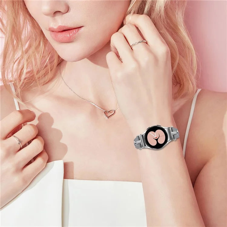For Samsung Galaxy Watch6 40mm  /  44mm  /  6 Classic 43mm  /  47mm Genuine Cow Leather Watch Band (Silver Connector)