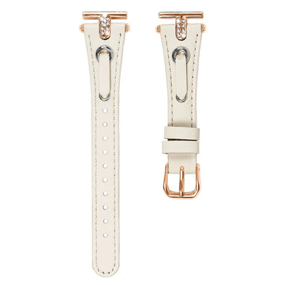 For Garmin Forerunner 645  /  645 Music Genuine Cow Leather Watchband Strap (Rose Gold Connector)
