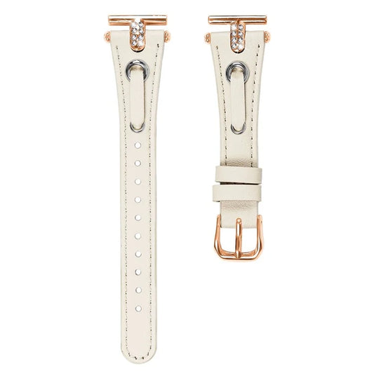 For Garmin Forerunner 645  /  645 Music Genuine Cow Leather Watchband Strap (Rose Gold Connector)