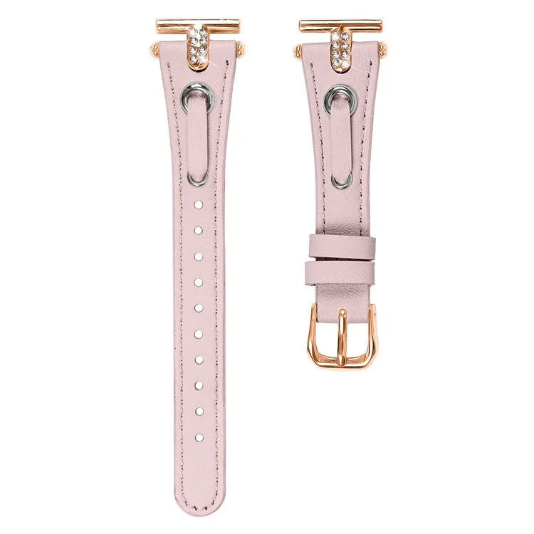 For Garmin Forerunner 645  /  645 Music Genuine Cow Leather Watchband Strap (Rose Gold Connector)