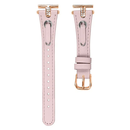 For Garmin Forerunner 645  /  645 Music Genuine Cow Leather Watchband Strap (Rose Gold Connector)