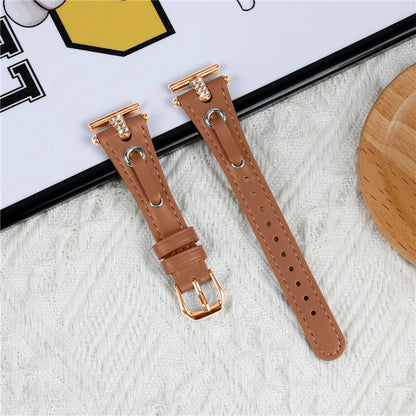 For Garmin Forerunner 645  /  645 Music Genuine Cow Leather Watchband Strap (Rose Gold Connector)