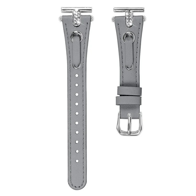 For Garmin Forerunner 645  /  645 Music Watchband Genuine Cow Leather Wrist Strap (Silver Connector)
