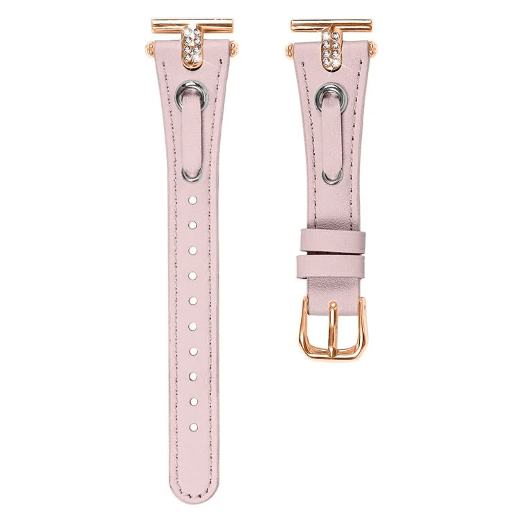 For Huawei Watch 2  /  GT 2 42mm  /  GT 3 42mm Genuine Cow Leather Watchband (Rose Gold Connector)