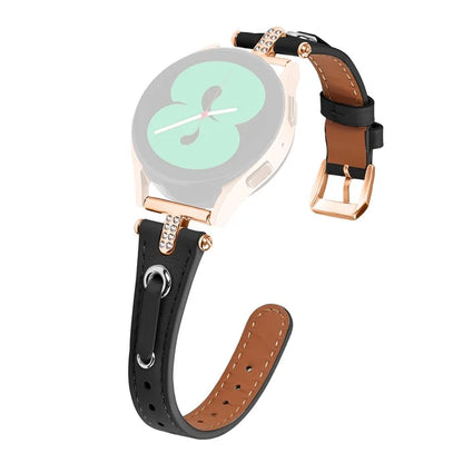 For Samsung Galaxy Watch 5 Pro  /  Watch 5  /  Watch4  /  Watch4 Classic Genuine Cow Leather Strap (Rose Gold Buckle)