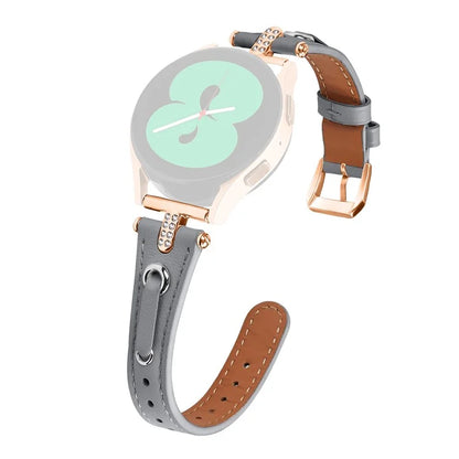 For Samsung Galaxy Watch 5 Pro  /  Watch 5  /  Watch4  /  Watch4 Classic Genuine Cow Leather Strap (Rose Gold Buckle)
