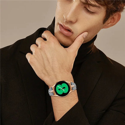 For Samsung Galaxy Watch 5 Pro  /  Watch 5  /  Watch4  /  Watch4 Classic Genuine Cow Leather Strap (Rose Gold Buckle)