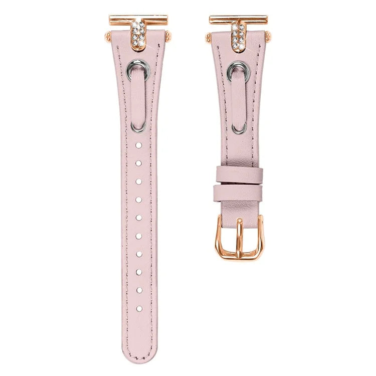 For TicWatch E  /  2  /  C2 (Black  /  Silver Dial) Watchband Adjustable Genuine Cow Leather Strap (Rose Gold Connector)