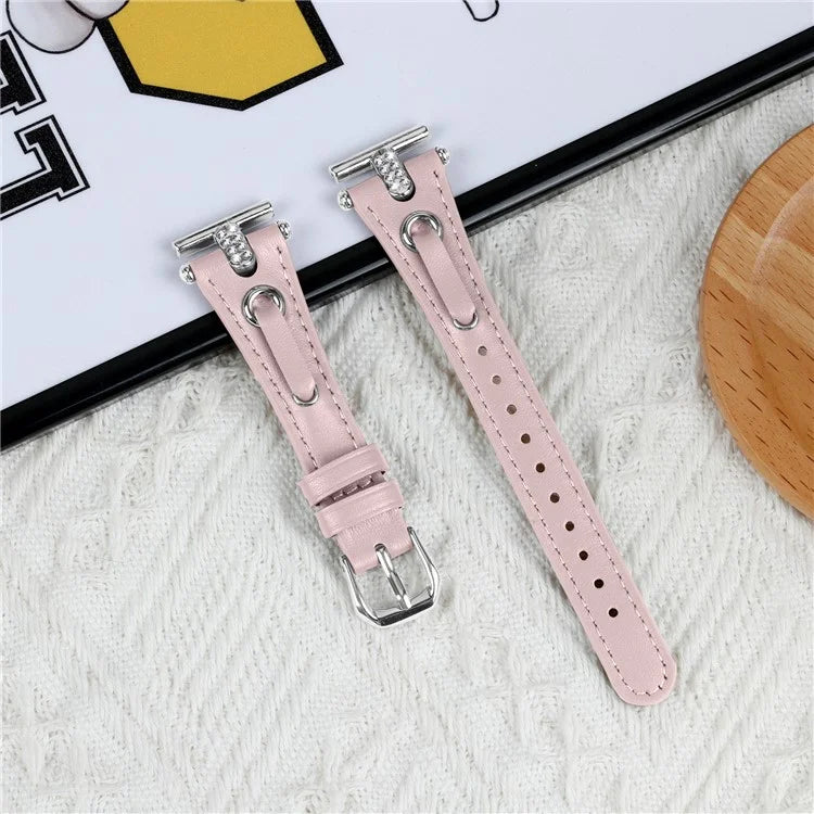 For Garmin Vivomove / Vivomove HR Watch Band Replacement Genuine Cow Leather Strap with Silver Buckle