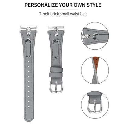 For Garmin Vivomove / Vivomove HR Watch Band Replacement Genuine Cow Leather Strap with Silver Buckle