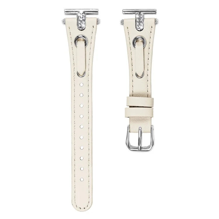 For Garmin Vivomove / Vivomove HR Watch Band Replacement Genuine Cow Leather Strap with Silver Buckle