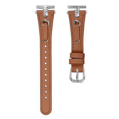 For Huami Amazfit Cheetah Pro Replacement Strap Shine Rhinestone Genuine Cow Leather Watch Band with Silver Buckle
