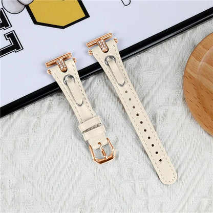 For Huami Amazfit Cheetah Pro Wrist Watch Band Genuine Cow Leather Shine Rhinestone Rose Gold Buckle Strap