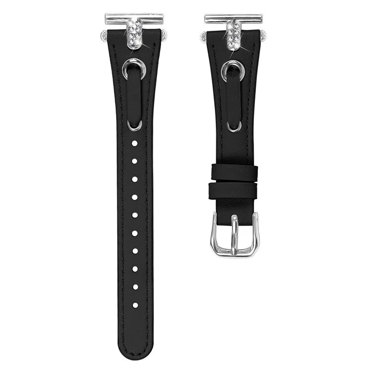 For LG Watch Sport Wrist Watch Band Genuine Cow Leather T-shape Silver Buckle Strap