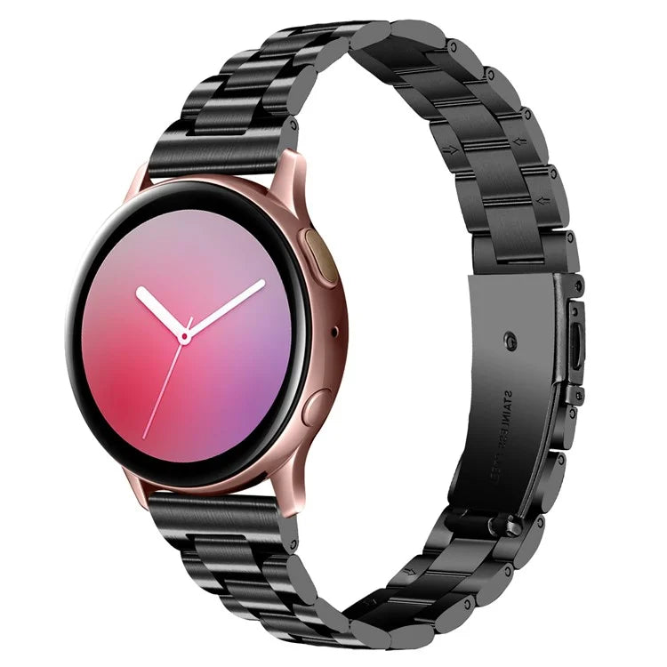 For Samsung Galaxy Watch5 / Watch4 316L Stainless Steel 3-Bead Watch Strap 20mm Replace Band