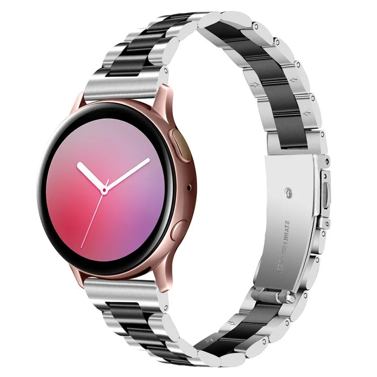 For Samsung Galaxy Watch5 / Watch4 316L Stainless Steel 3-Bead Watch Strap 20mm Replace Band