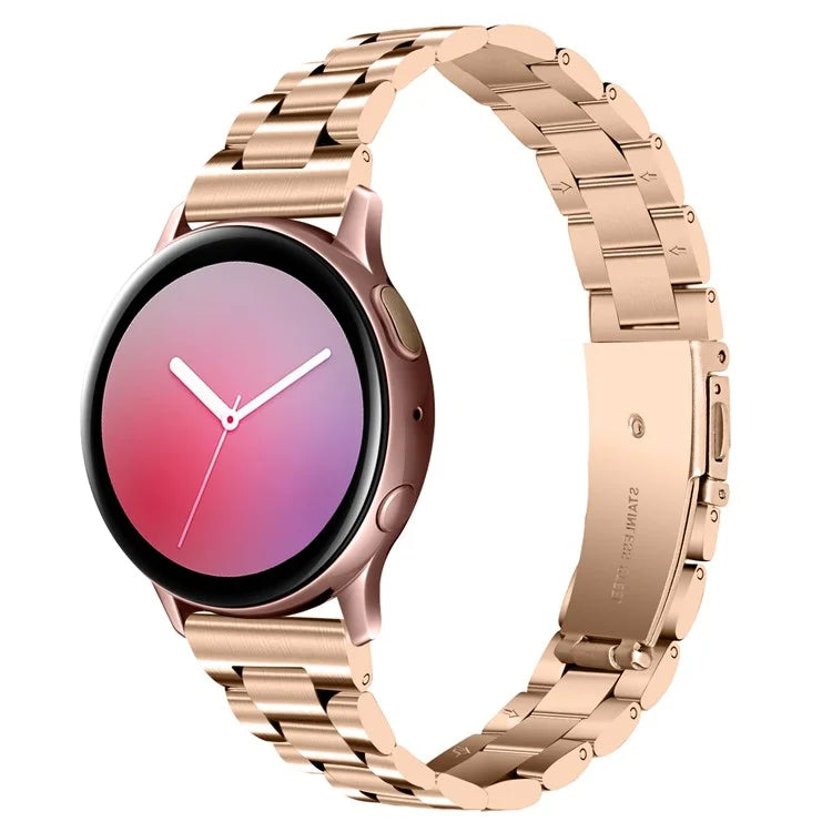 For Samsung Galaxy Watch5 / Watch4 316L Stainless Steel 3-Bead Watch Strap 20mm Replace Band