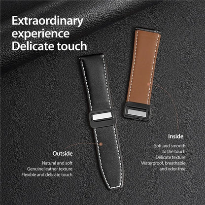 DUX DUCIS YA Series for Samsung Galaxy Watch6 /  Watch5  /  Huawei Watch GT3 Pro 43mm Genuine Cow Leather Strap 20mm Watch Band