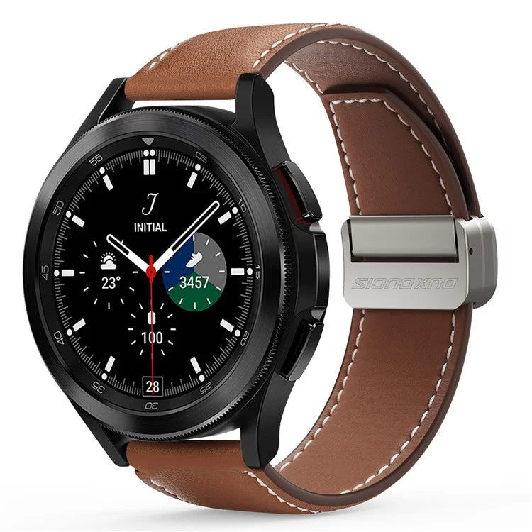 DUX DUCIS YA Series for Samsung Galaxy Watch6 /  Watch5  /  Huawei Watch GT3 Pro 43mm Genuine Cow Leather Strap 20mm Watch Band