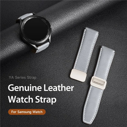 DUX DUCIS YA Series for Samsung Galaxy Watch6 /  Watch5  /  Huawei Watch GT3 Pro 43mm Genuine Cow Leather Strap 20mm Watch Band