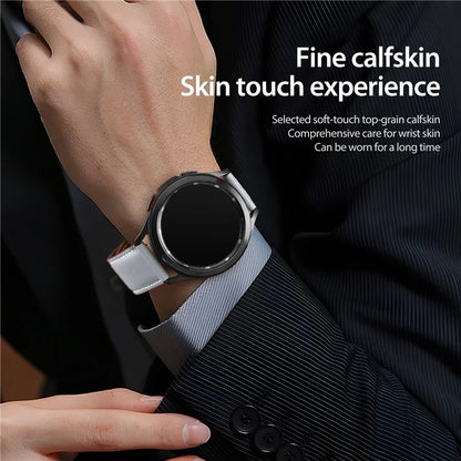 DUX DUCIS YA Series for Samsung Galaxy Watch6 /  Watch5  /  Huawei Watch GT3 Pro 43mm Genuine Cow Leather Strap 20mm Watch Band