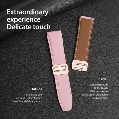 DUX DUCIS YA Series for Samsung Galaxy Watch6 /  Watch5  /  Huawei Watch GT3 Pro 43mm Genuine Cow Leather Strap 20mm Watch Band