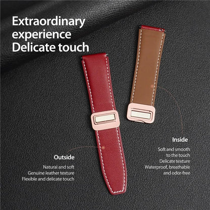 DUX DUCIS YA Series for Samsung Galaxy Watch6 /  Watch5  /  Huawei Watch GT3 Pro 43mm Genuine Cow Leather Strap 20mm Watch Band