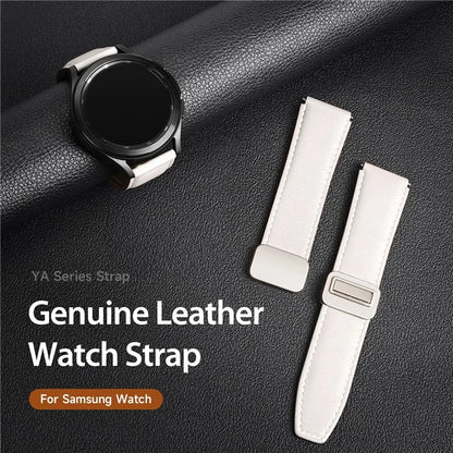 DUX DUCIS YA Series for Samsung Galaxy Watch6 /  Watch5  /  Huawei Watch GT3 Pro 43mm Genuine Cow Leather Strap 20mm Watch Band