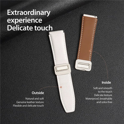 DUX DUCIS YA Series for Samsung Galaxy Watch6 /  Watch5  /  Huawei Watch GT3 Pro 43mm Genuine Cow Leather Strap 20mm Watch Band