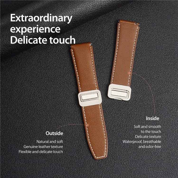 DUX DUCIS YA Series for Samsung Galaxy Watch3 45mm  /  Huawei Watch Ultimate Genuine Cow Leather Strap 22mm Watch Band