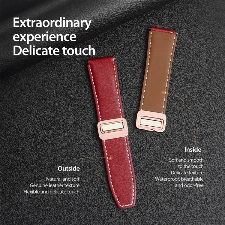 DUX DUCIS YA Series for Samsung Galaxy Watch3 45mm  /  Huawei Watch Ultimate Genuine Cow Leather Strap 22mm Watch Band