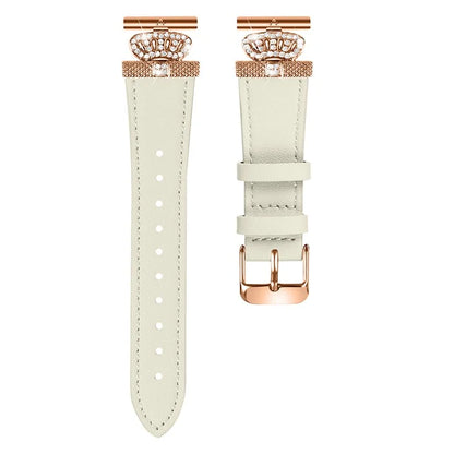 For Garmin Vivomove HR / Vivomove Watch Band Rhinestone Decor Cowhide Strap, Rose Gold Buckle