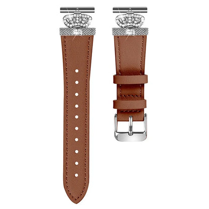For Motorola Moto 360 42mm (2nd gen) Silver Buckle Watch Band Rhinestone Decor Cowhide Strap