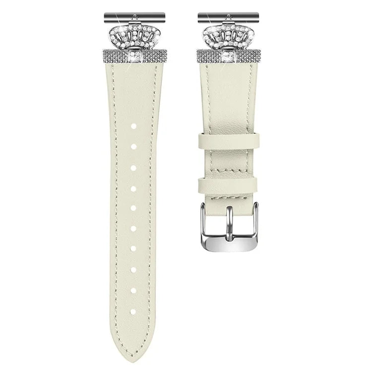 For Motorola Moto 360 42mm (2nd gen) Silver Buckle Watch Band Rhinestone Decor Cowhide Strap