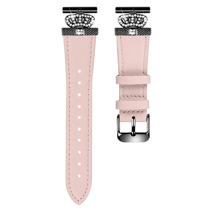 For Motorola Moto 360 42mm (2nd gen) Black Buckle Cowhide Strap Rhinestone Decor Watch Band