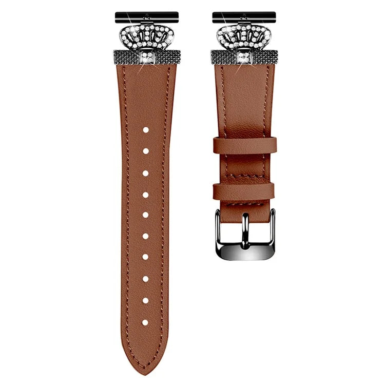 For Motorola Moto 360 42mm (2nd gen) Black Buckle Cowhide Strap Rhinestone Decor Watch Band